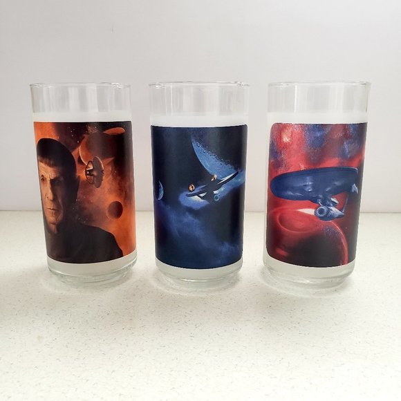 3 - STAR TREK 2008(Spock, Cpt. Kirk & Uhura 14 Oz Collectible Drinking Glass - Picture 1 of 12